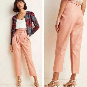 BLANKNYC Anthropologie 28 Peach Faux Leather High Waist Paperbag Chelsea Pants